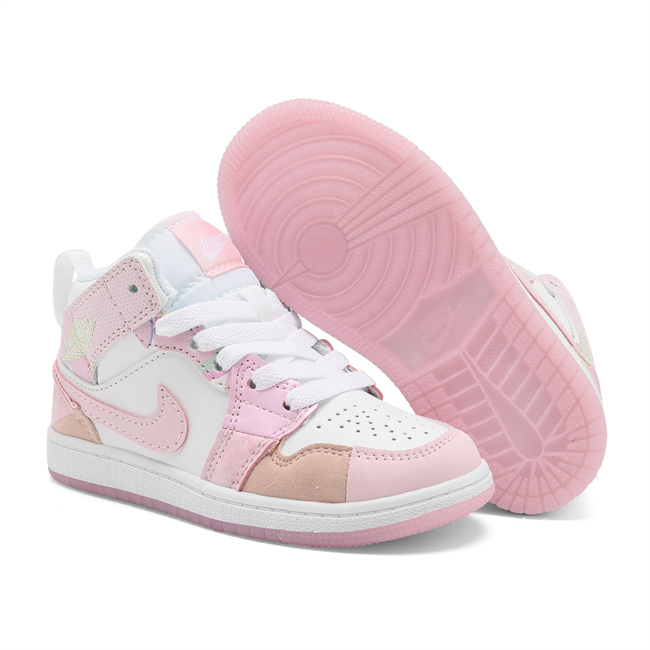 Youth Running Weapon Air Jordan 1 Pink/White Shoes 0688